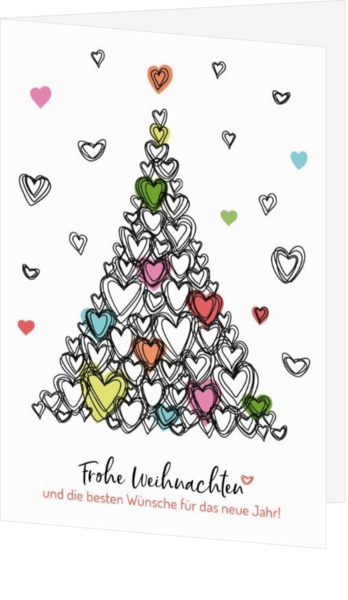 Weihnachtskarte - Weihnachtsbaum der illustrierten Herzen