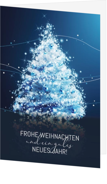 Weihnachtskarte - Funkelnder blauer Weihnachtsbaum