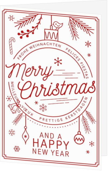 Weihnachtskarte - Weihnachtskugel rot / weiß
