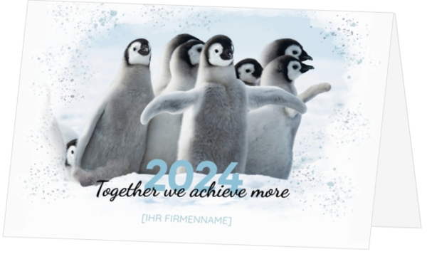 Weihnachtskarte - Team mit Pinguinen