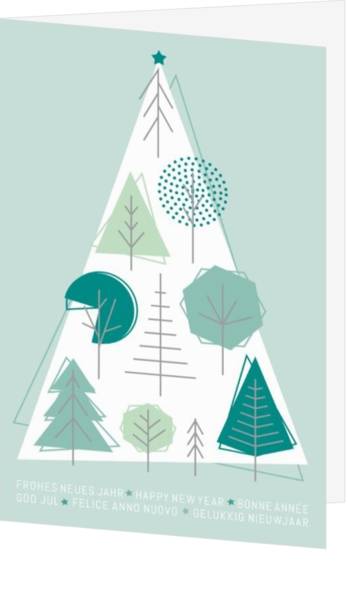 Weihnachtskarte - Weihnachtsbäume mit geometrischen Formen