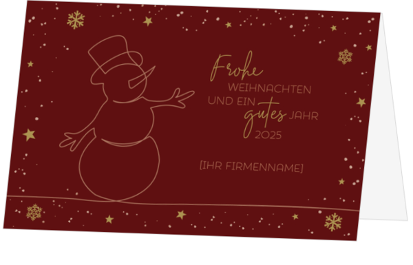 Weihnachtskarte - Strichzeichnung Schneemann