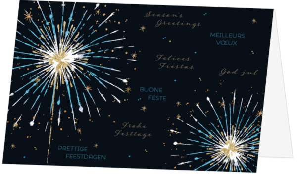 Weihnachtskarte - Illustriertes Feuerwerk