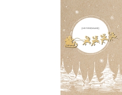 Weihnachtskarte   Weihnachtsmann im Schlitten Rückseite/Vorderseite