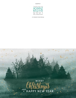 Weihnachtskarte   Aquarell Weihnachtsbäume Rückseite/Vorderseite