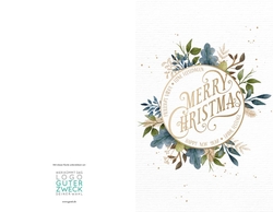 Weihnachtskarte   Kreis mit Blättern und Gold Rückseite/Vorderseite