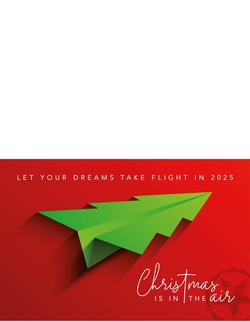 Weihnachtskarte   Weihnachtsbaum Flugzeug Rückseite/Vorderseite