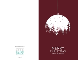 Weihnachtskarte   Weihnachtskugel mit Bäumen Rückseite/Vorderseite