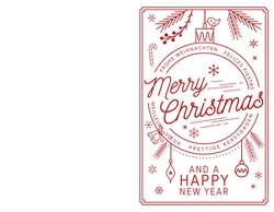 Weihnachtskarte   Weihnachtskugel rot / weiß Rückseite/Vorderseite