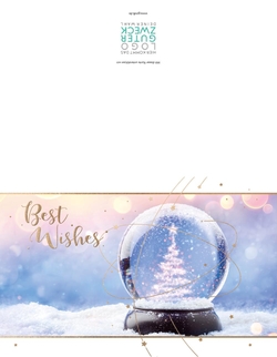 Weihnachtskarte   Glaskugel mit Weihnachtsbaum Rückseite/Vorderseite