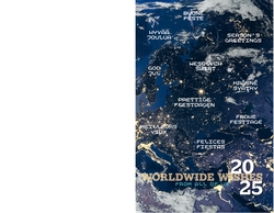 Weihnachtskarte   Blick aus dem Weltraum Rückseite/Vorderseite