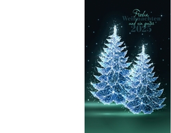 Weihnachtskarte  Futuristische Weihnachtsbäume Rückseite/Vorderseite