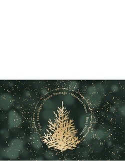 Weihnachtskarte   Goldener Weihnachtsbaum Rückseite/Vorderseite